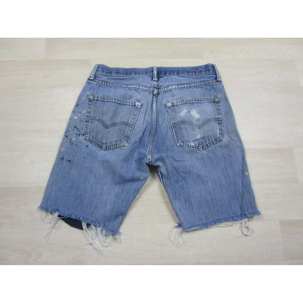 Levi's 501 Denim Jean Shorts Men's (30) Cut Off Grunge Thrashed Paint Splatter